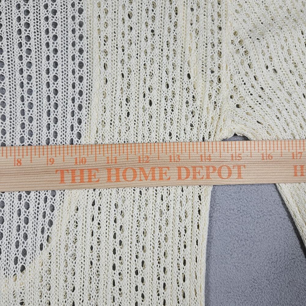 Crochet Cover Up Dress Women Medium Bell Sleeve Cinch Sides Open Knit Beige Swim - Picture 10 of 14